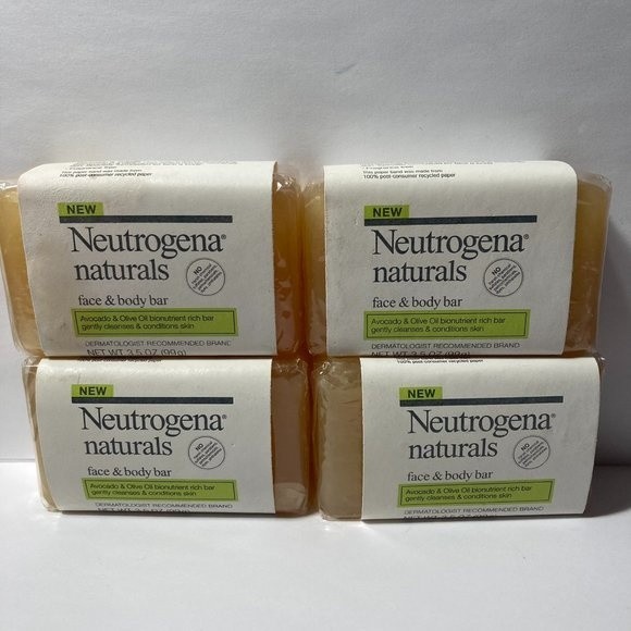 Neutrogena Naturals Face & Body Bar Soap DISCONTINUED Set of 4 - Picture 1 of 13